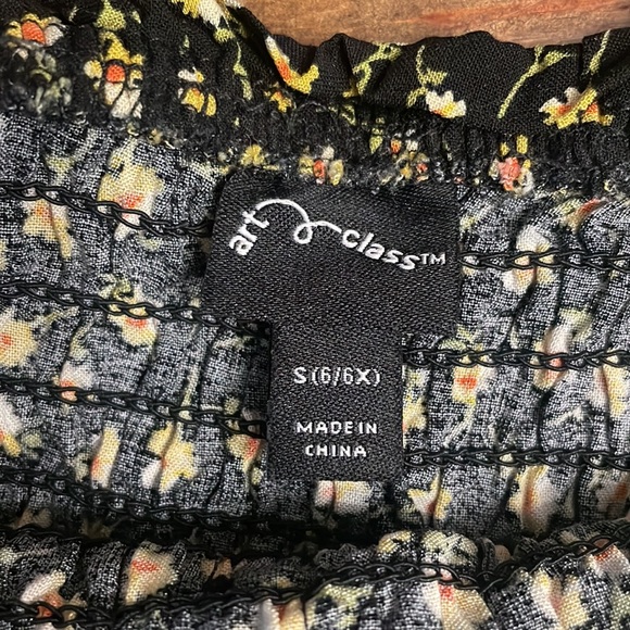 Girls size S(6/6X) Art Class blk/yellow flowers Adjustable straps 100% rayon - Picture 3 of 4